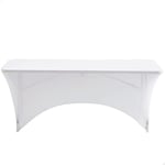 AKTIVE 61547 - Housse de Table de Jardin imperméable Blanche - Protection de Table élastique 180 x 76 x 76 cm - Housse de Meuble de Jardin résistante avec Attache de Renfort