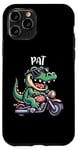 Coque pour iPhone 11 Pro Pat Funny Alligator Moto Design pour garçon Nom Pat