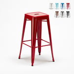 Tabouret de bar design industriel en acier et métal steel up Couleur: Rouge