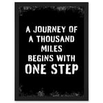 Artery8 A Journey Of A Thousand Miles Begins With One Step Inspirational Positive Motivational Gym Workout Living Room Typography Artwork Framed A3 Wall Art Print