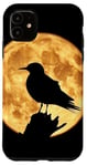 Coque pour iPhone 11 Silhouette de Sterne à ailes blanches Pleine Lune Oiseau Art