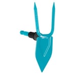 Serfouette Combisystem de Gardena : houe avec lame en forme de cœur, 2 dents, largeur de travail 7 cm, en acier de haute qualité, revêtement Duroplast (3215-20)