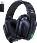 Casque Gaming sans Fil pour PS4/PS5/PC/Mac,Casque Gaming Bluetooth avec Microphone,Casque à Faible Latence,Casque Bluaetooth Pliable,50 Heures de Batterie - Noir