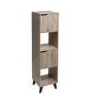 Meuble Etagère 4 Cases de rangement 2 Portes effet bois naturel H. 146.5 cm