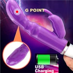 Women Vibrating G-spot Rampant Rabbit Vibrator USB Rechargeable Sex Toys Purple