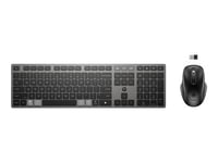 HP 725 - Ensemble clavier et souris - multi-appareils, rechargeable, alimenté par SuperCapacitor - full size - sans fil - 2.4 GHz, Bluetooth - Français - noir tombée de nuit - Smart Buy