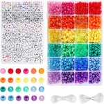 4000 st Pony Beads Kit, 2400 st Rainbow Kandi Beads och 1600 st Letter Beads, 24 färger Plast Craft Beads Bulk för armband Jewel Gray