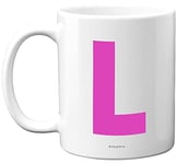 Stuff4 Personalised Alphabet Pink Initial Mug - Letter L Mug, Gifts for Her, Mothers Day, Birthday Gift for Mum, 11oz Ceramic Dishwasher Safe Mugs, Anniversary, Valentines, Christmas, Retirement