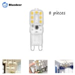 Zhuoxuan - Lot de 8 ampoules led G9, G9 led 220 v Blanc naturel 5500 k 3 w équivalent halogène 30 w [Classe énergétique e] Bluedeer