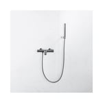 Fortifura - Calvi Robinet de baignoire thermostatique avec douchette stick, support et flexible en métal Gunmetal pvd