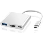 Type C vers HDMI USB 3.0 USB-C Câble adaptateur 3 in 1 Hub Windows Apple Macbook