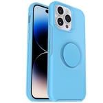 OtterBox iPhone 14 Pro (ONLY) Otter + Pop Symmetry Series Clear Case - YOU CYAN THIS (Blue), integrated PopSockets PopGrip, slim, pocket-friendly, raised edges protect camera & screen