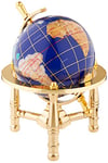 Unique Art 15,2 cm par Bleu Lapis Océan Pierre précieuse de Dessus de Table Mini Globe terrestre avec de l'or trépied