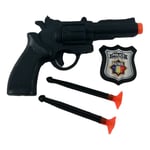 Pistolet à Flèches + 2 Fléchettes Ventouse + Badge Police Jouet pour Enfant Jeu