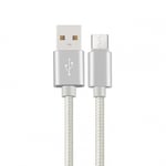 Kort micro-usb till USB-laddare 20 cm, Silver