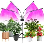 Lampe led horticole avec le support, Lampe pour plante améliorée avec télécommande, Full Spectrum 4 Head led Croissance Floraison pour plantes