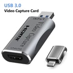 Boîtier d'enregistrement de diffusion en Streaming en direct,USB 3.0 vers HDMI,carte USB type-c pour Youtube OBS - Type A