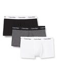 Calvin Klein Men's 3 Pack Low Rise Trunks - Cotton Stretch Boxers, White/ B&w Stripe/ Black, S