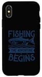 Coque pour iPhone X/XS Best Fun Adult Men Humour Fishing - The Adventure Begins