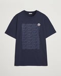 Moncler All Over Lettering T-Shirt Navy