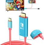 Cable Usb C Vers Hdmi 4K@60Hz Compatible Avec Nintendo Switch Ns/Oled/Steam Deck/Rog Ally,2M,Dock Switch Portable Remplace Le Dock Original Pour Lamise Enmiroir De L'Ecran Tv,Bleu Bleu