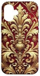 Coque pour iPhone 16 Motif baroque rouge et beige royal