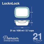 LocknLock Eco Ovenglass Glass Food Storage Containers with Lids 630ml - Airtight, Leakproof Rectangular Glass Food Container with Recycled Plastic Lid, Oven Safe, Dishwasher Safe, 17.5 x 13 x 6.5cm