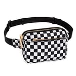 UTO Sac Banane Femme Homme Fanny Pack Ceinture Imperméable Synthétique Mode Léger Sac de Taille avec 3 Poches zippées PU Bracelet Noir os