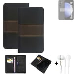 Wallet Case + headphones for Samsung Galaxy S23 FE Protective Cover Brown