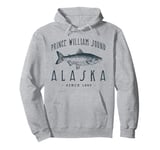 PRINCE WILLIAM SOUND ALASKA, a Fishing Retro Design Pullover Hoodie