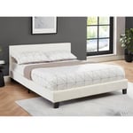 Vente-unique Lit 140 x 190 cm - Simili - Blanc + Matelas - CORNELIUS II