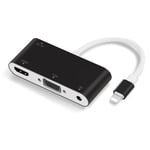 Lightning til HDMI/VGA adapter kabel - Sort - 10 cm