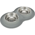 Bowl Set Silicone/Stainless Steel Gray 0,4L x 2 - Kissat - Ruokailupaikat ja juoma-automaatit - Ruokabaari ja telineet - Trixie