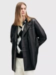 AllSaints Kessler Leather Double Breasted Coat, Black Black