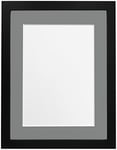 FRAMES BY POST 25mm wide H7 Silver Picture Photo Frame with Dark Grey Mount 8 x 6 Image Size 6 x 4 Inch