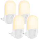 Veilleuse Prise Electrique, Veilleuse Bebe avec Capteur de Lumière et 3 Niveaux Luminosités, Veilleuse LED Dimmable AUTO/OFF/ON, Lampe Veilleuse pour Chambre, Couloir, Escalier, Cuisine, Lot de 4