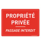 AUA SIGNALETIQUE - Panneau Prépercé (4 Trous) avec Angles arrondis - PVC Rigide 1.5 mm - (490 x 350 mm, Propriété Privée Passage Interdit)