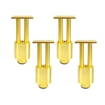 JNMDLAKO 4pcs Furniture Legs Adjustable Metal Table Legs Furniture Feet Aluminum Feet Replacement Furniture Risers Double Tube Support Couch Sofa Desk Bed Cabinets Legs (Brushed Gold)(12cm)