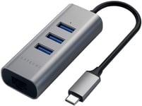 Hub Usb 3.0 Type-C 2-En-1 En Aluminium À 3 Ports Avec Ethernet-Pour Macbook Pro/Air M2/M1,Ipad Pro/Air M2/M1,Mac Mini M2,Imac M1(Gris Sidéral)