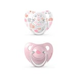 Suavinex Lot de 2 sucettes pour bébé avec tétine anatomique en silicone 307144 Rose 0-6 mois