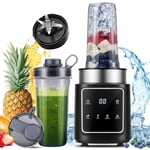 SHARDOR Blender, 4 programmes et fonction d'impulsion, 1500w, lames professionnelles pour hacher la glace, 2 * 700ml bouteilles d'eau de sport