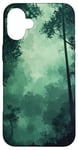 Coque pour iPhone 16 Plus Vert camouflage forêt nuit noir nature