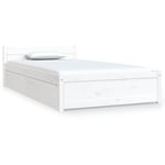 Lit adulte-90x190 cm, Cadre de Lit avec tiroirs, Lit Simple Blanc 90x190 cm, Simple Maison Chic JKF179012