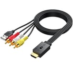 AUTOUTLET RCA to HDMI with 1080P/720P HD Support, AV to HDMI Converter, Long 150cm Cable, Plug & Play Mini Composite CVBS Audio Video Adapter for VCR, VHS, DVD Players and Classic Gaming Consoles