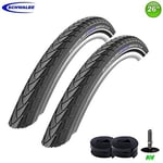 2 x Schwalbe Marathon plus Bicycle Tyres Coat Ceiling 26 x 1,75 -47-559 + 2 Hoses AV13