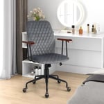 Chaise de Bureau avec Accoudoirs Fauteuil Vintage Réglable en Hauteur Contrôleur de Tension Gris