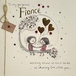 To My Gorgeous Fiance Happy Valentine's Day Greeting Card - Cute Couple Sitting