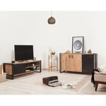 Ensemble meuble tv et buffet style industriel Palanise Métal Noir et Bois clair