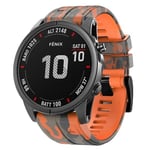 För Garmin Fenix 7x Camouflage Silikon Armband SWJ Orange