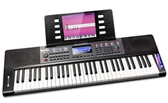 RockJam Clavier de piano 61 touches avec Pitch Bend, alimentation, support de partition, autocollants pour notes de piano et leçons Simply Piano